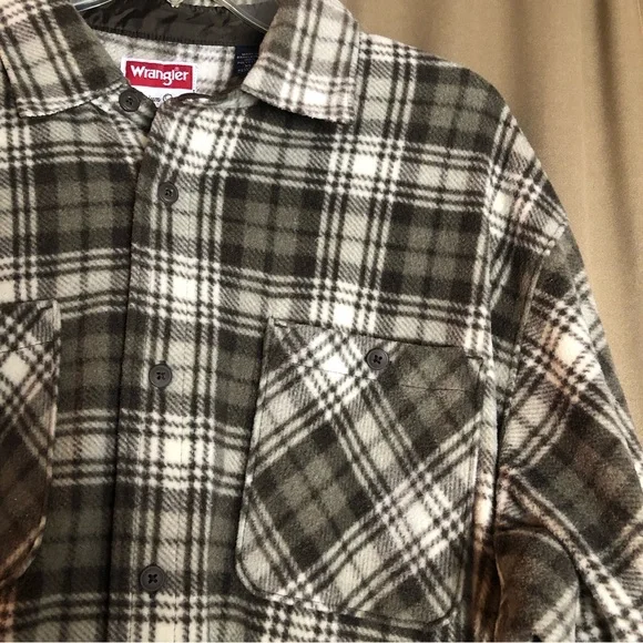 Wrangler Fleece Plaid Long Sleeve Button Down Shirt - Picture 3 of 10